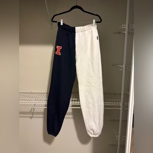 Hype and Vice Illinois Split Color Sweatpants, University of Illinois, Size M